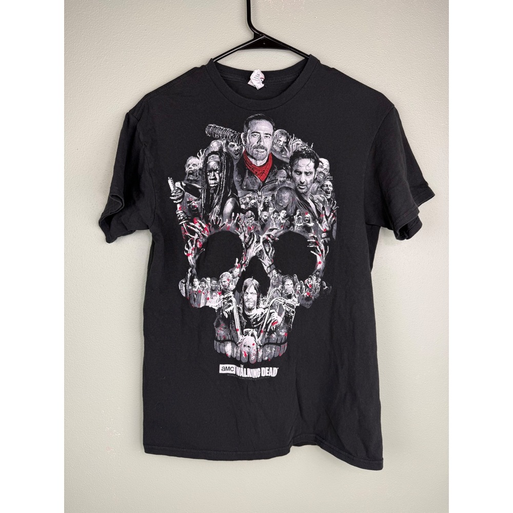 The Walking Dead AMC Skull Graphic T-Shirt Mens Medium Black Rick Daryl Negan